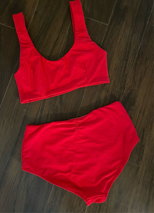 Red High Waist Bottoms - S